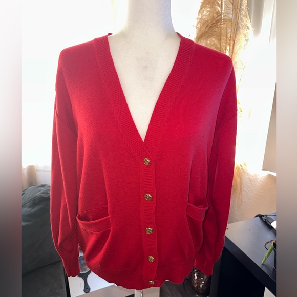redcat Sweaters - Redcat Red Cardigan Gold Button size L